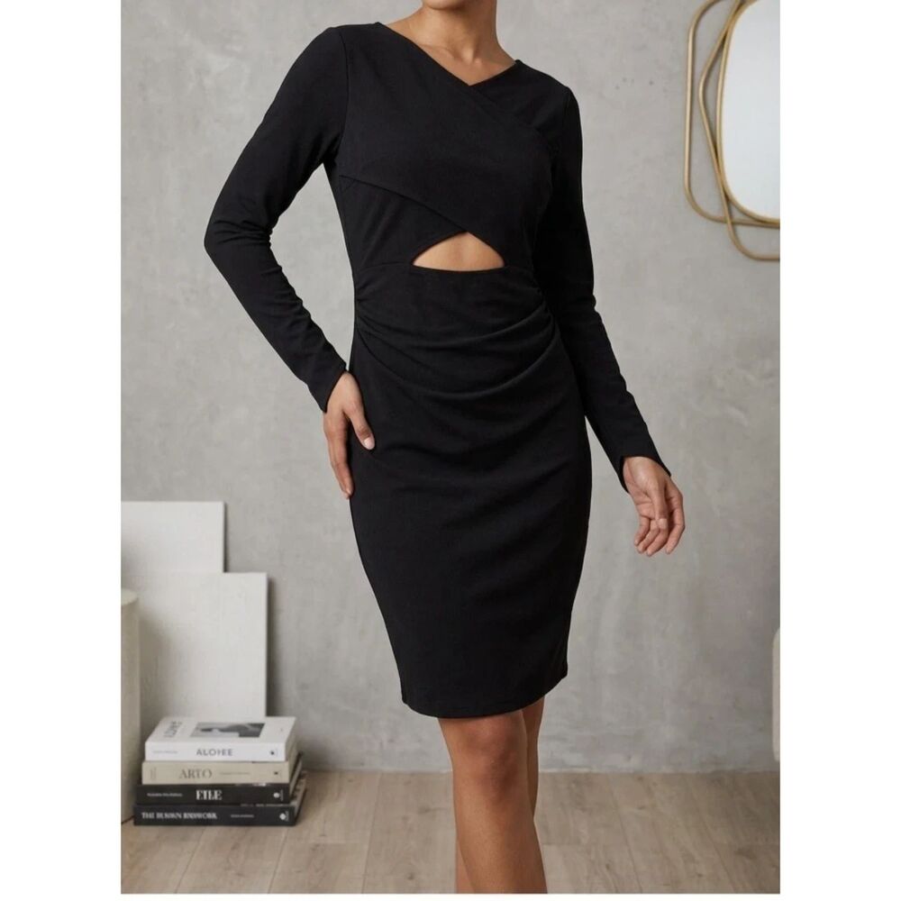 ASOS Dress Womens sz 8 Cut Out Middle Bodycon Ruched Sexy Whimsigoth Stretch Y2k